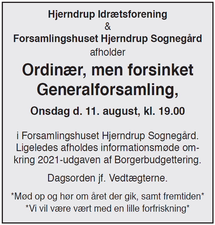 Generalforsamling og Borgerbudgettering!